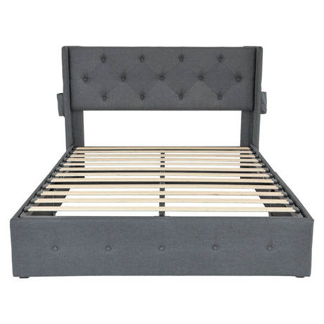 Bed With Gas Lift Storage, USB Ports - Furniture Home Direct