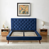 Dillon - Mid-Century Velvet Platform Bed - Furniture Home Direct