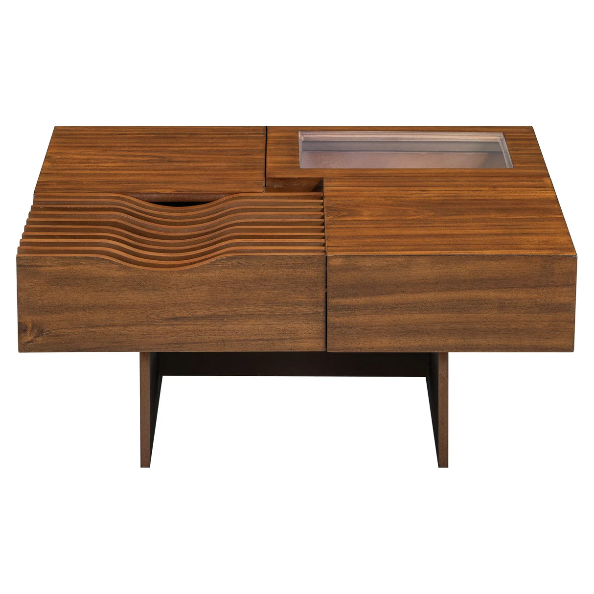Coffee Table With Storage Drawers And Glass Top Brown - Furniture Home Direct