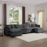 Modern Oversized Modular Cushion Sofa With Ottoman, Low Back, Deep Seating Sofa Set - Furniture Home Direct