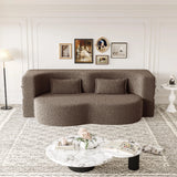 Modern Floor Sofa, With 2 Pillows, Convertible Teddy Fabric Foam Filled Bed - Furniture Home Direct