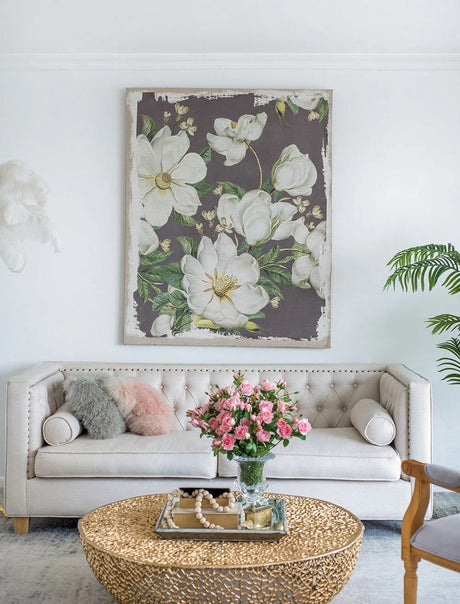 Large Botanical Wall Art Prints, Home Decor For Living Room Dining Room Bedroom Hallway - White / Gray - Furniture Home Direct