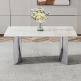 Dining Table Modern Faux Marble Top Chrome Base White - Furniture Home Direct