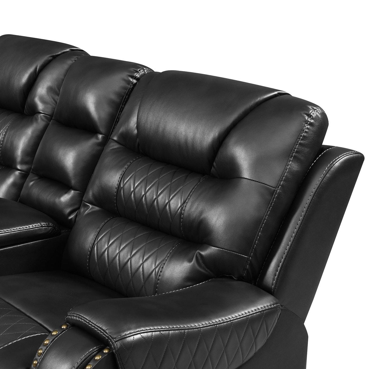 Sectional Sofa Manual Reclining With LED Light Strips Black - Furniture Home Direct
