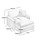 Classic Modern Comfortable Single Chair Deep Seat Sofa With Footstool - Furniture Home Direct