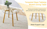 Dining Table Round Glass Top With Metal Base Finish Gold - Furniture Home Direct