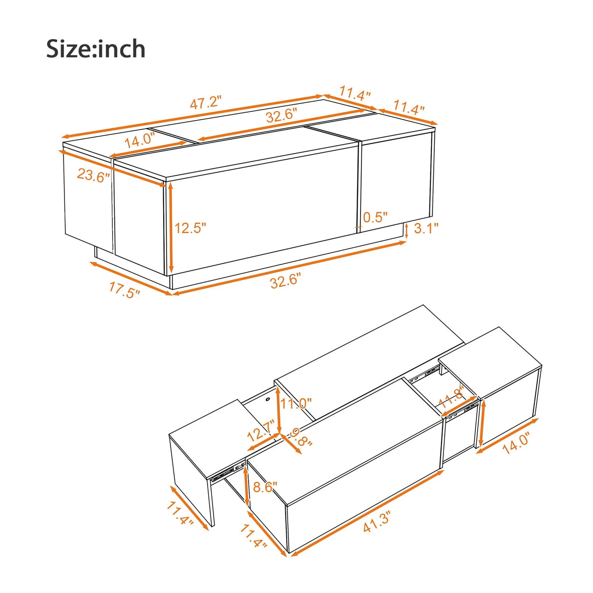 Extendable Coffee Table With 2 Hidden Storage Space And 2 Drawers For Living Room - Furniture Home Direct