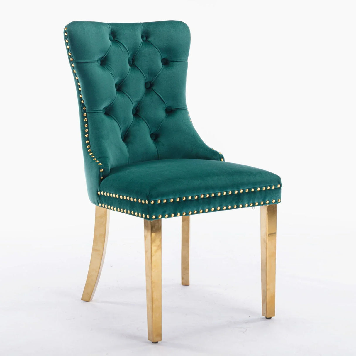 Nikki - Modern, High-End Tufted Solid Wood Contemporary Velvet Upholstered Dining Chair With Golden Stainless Steel Plating Legs, Nailhead Trim (Set of 2) - Furniture Home Direct