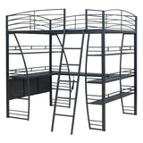 Loft Bed With 4 Layers Of Shelves And L-Shaped Desk, Stylish Metal Frame Bed With A Set Of Sockets, USB Ports And And Wireless Charging - Furniture Home Direct