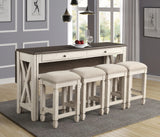 Drop Leaf Table With 4 Stools - Antique White - Furniture Home Direct
