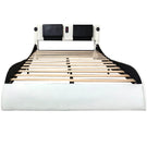 Upholstered Platform Bed Frame With LED Lighting, Bluetooth Connection To Play Music Control, Backrest Vibration Massage, Curve Design, Wood Slat Support, Exhibited Speakers - Furniture Home Direct