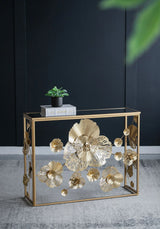 Console Table With Mirrored Glass Top, Modern Entryway Table For Living Room Foyer Entryway - Gold - Furniture Home Direct