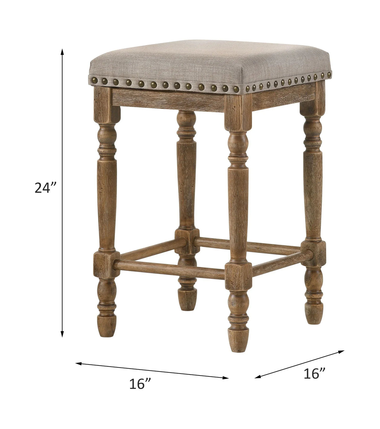 Farsiris - Weathered Counter Height Stool (Set 2) - Beige - Furniture Home Direct