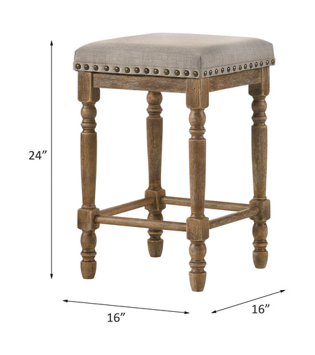 Farsiris - Weathered Counter Height Stool (Set 2) - Beige - Furniture Home Direct