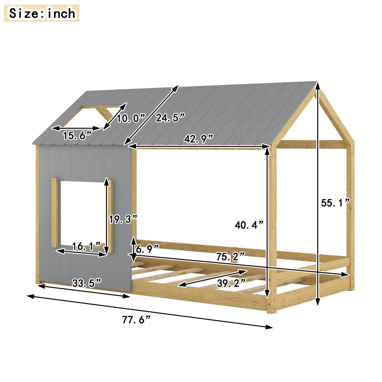 House Bed With Roof And Window - Furniture Home Direct