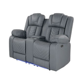 Raize - 10 Power Console Reclining Loveseat With LED - Gray - Furniture Home Direct