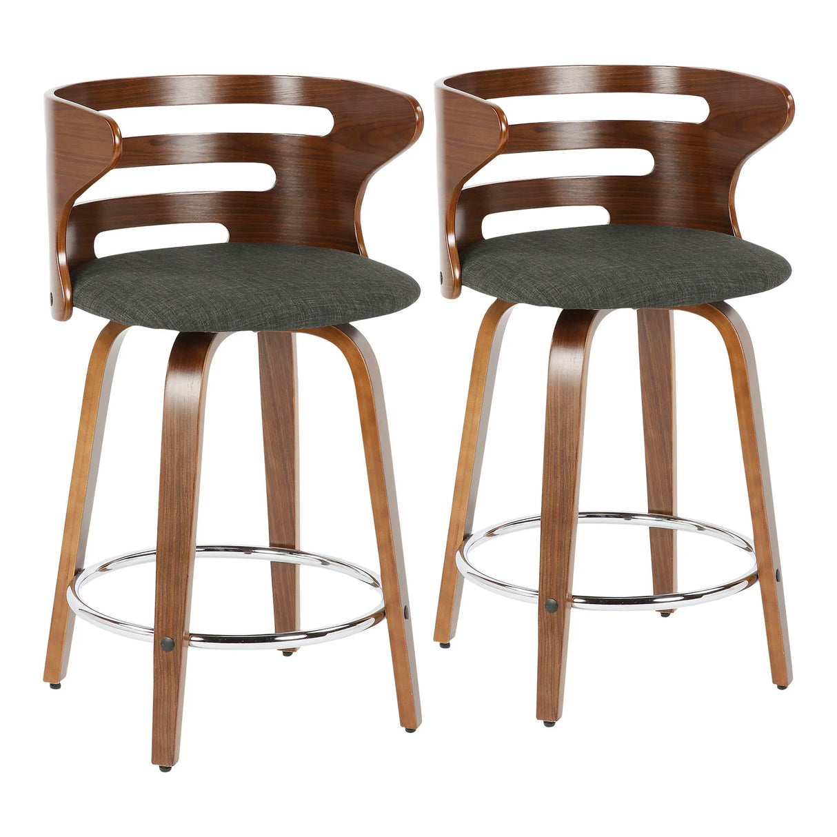 Cosini - Mid Century Modern Fixed Height Counter Stool With Footrest With Swivel (Set of 2) - Furniture Home Direct