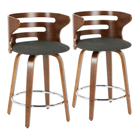 Cosini - Mid Century Modern Fixed Height Counter Stool With Footrest With Swivel (Set of 2) - Furniture Home Direct