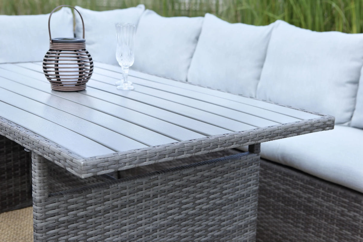 7-Piece Rattan Outdoor Sectional Set With Grey cushions - Furniture Home Direct