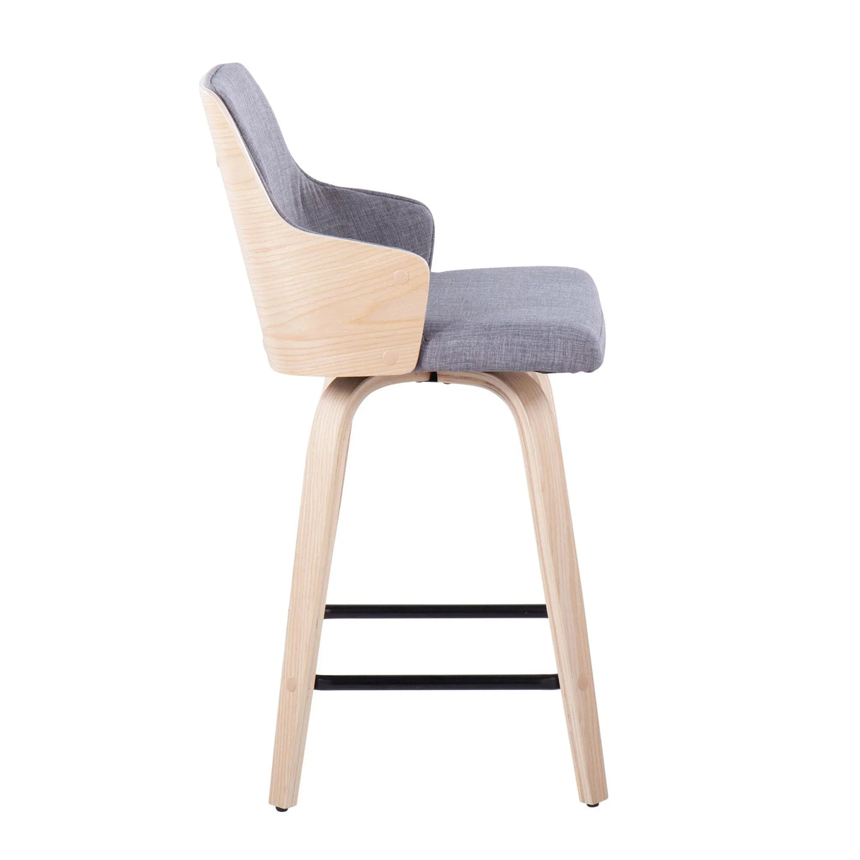 Stella - Contemporary Fixed Height Counter Stool With Swivel Square Footrest (Set of 2) - Furniture Home Direct