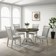 Dining Set Round Pedestal Table With Chairs Weathered White - Furniture Home Direct