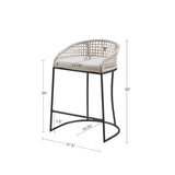 Coastal Woven Counter Stool With Upholstered Seat - Furniture Home Direct