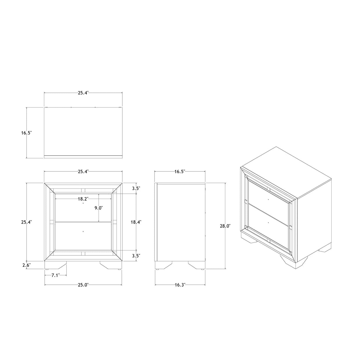 Chloe - Nightstand - Gemstone Silver - Furniture Home Direct