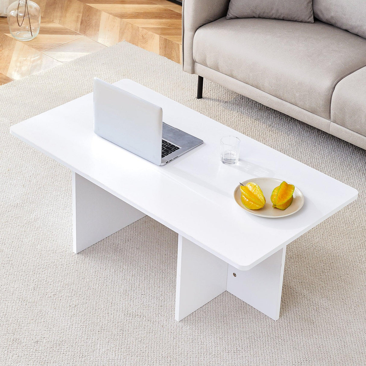 Coffee Table With X Leg Design For Living Room White - Furniture Home Direct