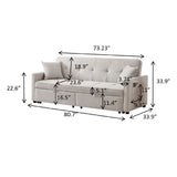 3 In 1 Convertible Sleeper Sofa Bed, Reclining Backrest, Pillows, Pockets - Furniture Home Direct