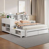 Platform Bed With Multi Functional Storage Space, Nightstand, 2 Drawers, USB Ports And Desk - Furniture Home Direct