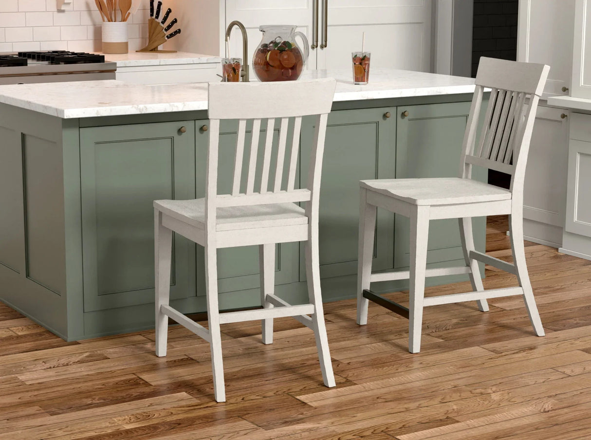 Haidel - Slat Back Counter Stools (Set of 2) - White - Furniture Home Direct
