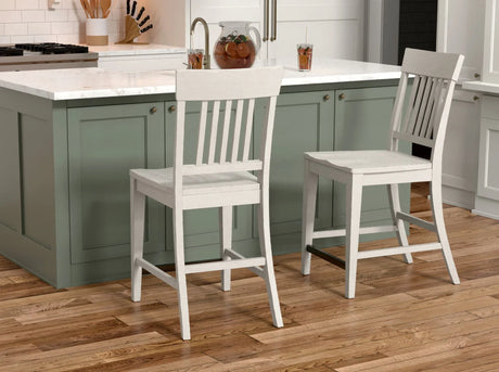 Haidel - Slat Back Counter Stools (Set of 2) - White - Furniture Home Direct