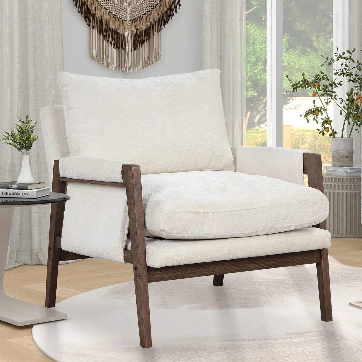 Mid-Century Modern Velvet Accent Chair, Leisure Chair With Solid Wood And Thick Seat Cushion For Living Room, Bedroom, Studio - Furniture Home Direct