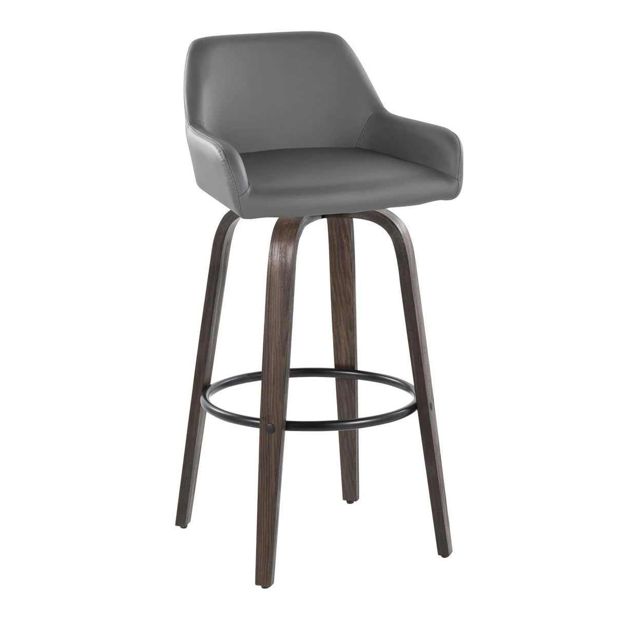 Daniella - Contemporary Fixed Height, Barstool With Swivel With Round Footrest (Set of 2) - Furniture Home Direct
