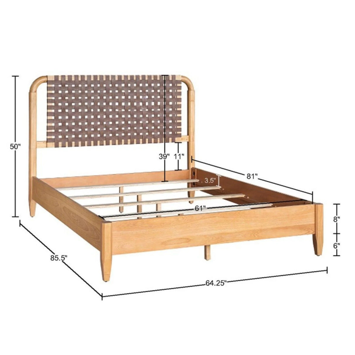 Queen Bed With Caramel Maple Wood - Natural - Furniture Home Direct