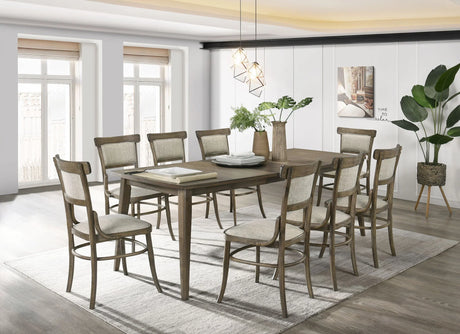 Bistro - Dining Table With Off White Fabric Dining Chairs - Furniture Home Direct