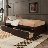 Twin Bed With 2 Drawers, Solid Wood, No Box Spring Needed - Furniture Home Direct