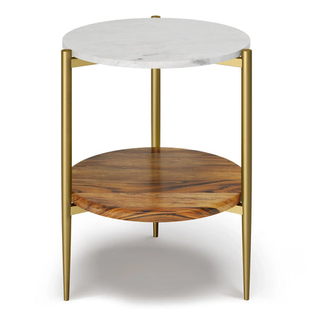 Wagner - Round Marble & Wood Table - Furniture Home Direct