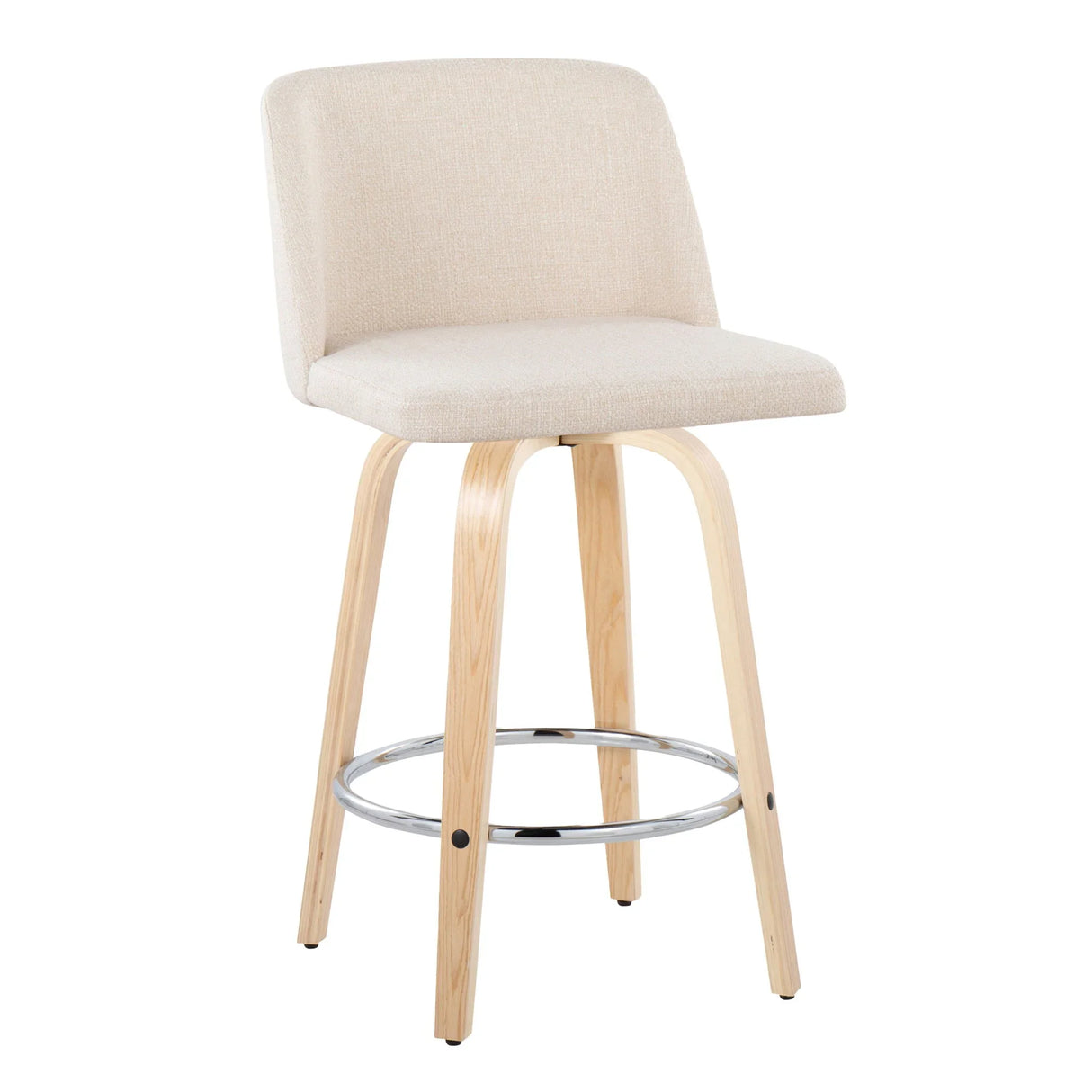 Toriano - Contemporary Fixed-Height Counter Stool With Swivel And Round Footrest (Set of 2) - Furniture Home Direct