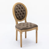 French Style Solid Wood Frame Antique Painting, Hand-Pulled Buckle Decoration PU Artificial Leather Dining Chair With Nailhead Trim, Wood Legs - Furniture Home Direct