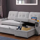 Ashlyn II - 84"W Woven Fabric Reversible Sleeper Sectional Sofa with Storage Chaise - Furniture Home Direct