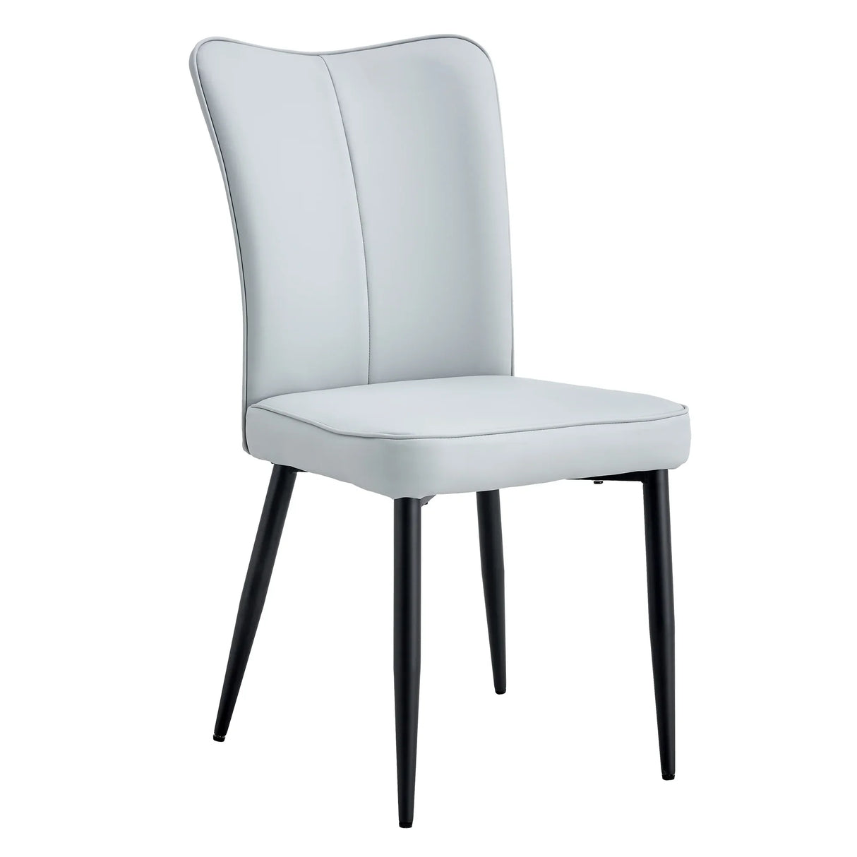 Dining Chairs Modern PU Upholstered Black Metal Legs Gray - Furniture Home Direct
