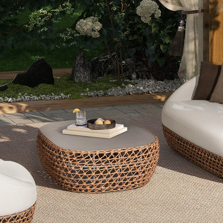 Willow - Oval Woven Patio Coffee Table, Wicker Frame - Furniture Home Direct