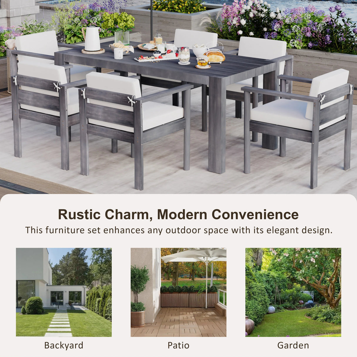 7 Piece Patio Dining Table Set - Furniture Home Direct