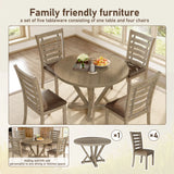 Modern Farmhouse Round Dining Table Solid Wood Rubberwood Antique Finishing Rustic Look Distressed Look Wire Brushed For 4 Seaters - Grayish Brown - Furniture Home Direct