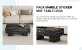 Coffee Table Modern Marble Texture With Block Base Black - Furniture Home Direct
