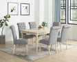 Dining Set 7 Piece Tufted Chairs Wood Table Beige Brown - Furniture Home Direct