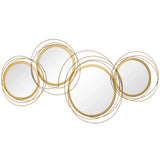 Round Mirror Wall Art Set With Gold Metal Rings Gold - Furniture Home Direct