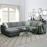 Sectional Sofa Modern Fabric Modular With Ottoman Grey - Furniture Home Direct