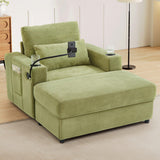 Modern Style Armchair Chaise Lounge Sofa Couch With Movable Storage Ottoman, USB Ports, Cup Holders, Phone Holder, Side Pockets - Furniture Home Direct